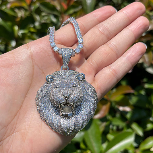 Veyrox™ Iced Lion Pendant — Silver